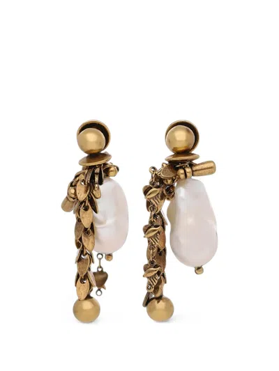 Dries Van Noten Ornamented Pendant Earrings In Gold