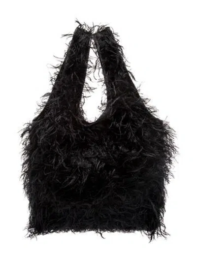 Pre-owned Dries Van Noten Ostrich Feather Evening Bag In Black