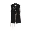 Dries Van Noten Sleeveless Wool Jacket With Contrasting Drawstring And Tailored Cut In Black