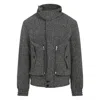 Dries Van Noten Patterned Wool Zip Jacket Front Pockets In Gray