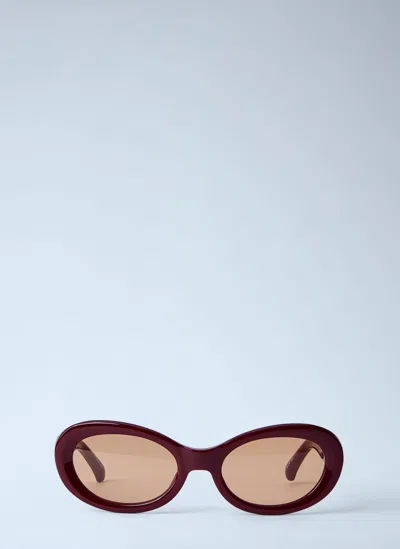 Dries Van Noten Oval Sunglases In Gray