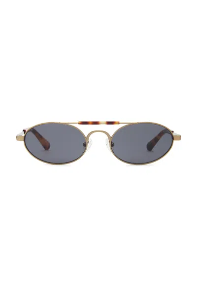 Dries Van Noten Oval Sunglasses In Antique Gold  Tortoise Shell  & Grey