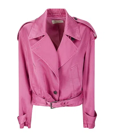 Dries Van Noten Pink Giacca Biker-style Cupro Cotton Jacket