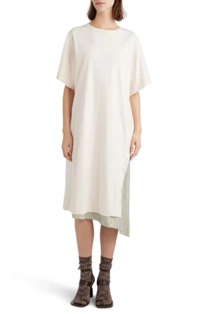 Dries Van Noten Oversize Asymmetric T-shirt Dress In Ecru