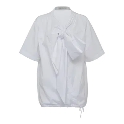 Dries Van Noten Oversize Bow Long Shirt In White