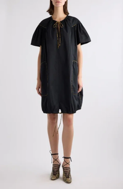 Dries Van Noten Oversize Cotton Poplin Shift Dress In Black