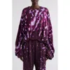 Dries Van Noten Oversize Draped Bubble Hem Sweatshirt In Fuchsia