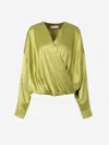 Dries Van Noten Loose Olive Green Blouse In Silk In Multi