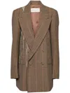 Dries Van Noten Blink Plaid Blazer With Crystal Chains In Brown
