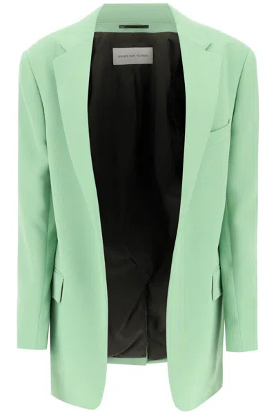 Dries Van Noten Oversized Buttonless Jacket In Green
