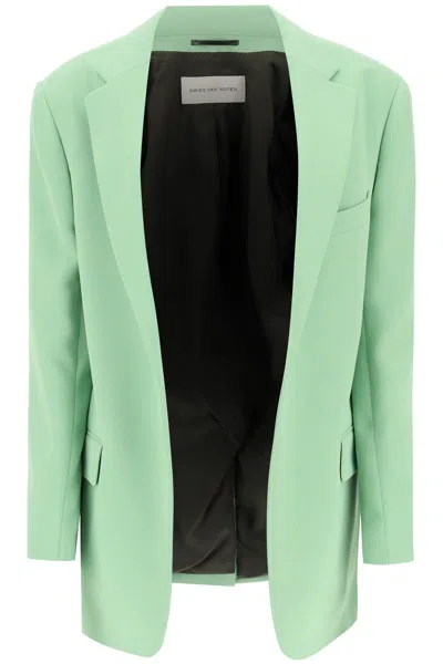 Dries Van Noten Oversized Buttonless Jacket In Green