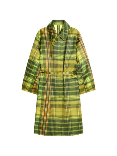 Dries Van Noten Oversized Checked Coat In Green