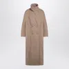 Dries Van Noten Oversized Coat In Camel-coloured Cotton Women