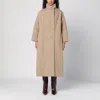 Dries Van Noten Oversized Coat In Camel-coloured Cotton In Beige