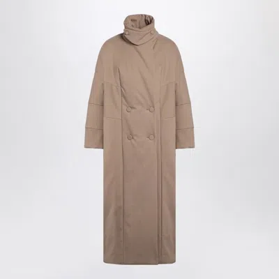 Dries Van Noten Oversized Coat In Camel-coloured Cotton Women In Beige