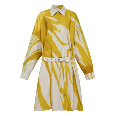 Dries Van Noten Oversized Cocoon Belted Shirt In Multi