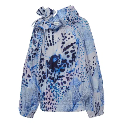 Dries Van Noten Oversized Cocoon Top In Blue