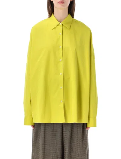 Dries Van Noten Oversized Cotton Button-up Shirt In Yellow