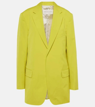 Dries Van Noten Oversized Cotton Poplin Blazer In Yellow