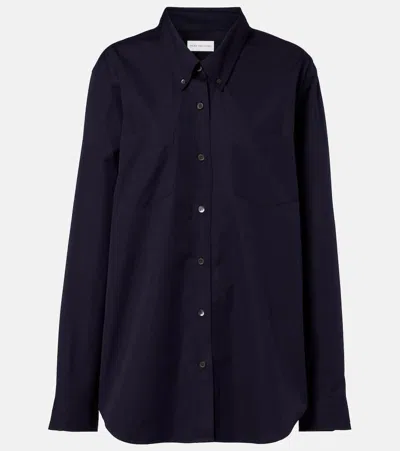 Dries Van Noten Oversized Cotton Poplin Shirt In Blue