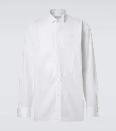 Dries Van Noten Oversized Cotton Poplin Tuxedo Shirt In Neutral