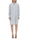 Dries Van Noten Oversized Cotton Shirt With Bold Stripe Pattern In White