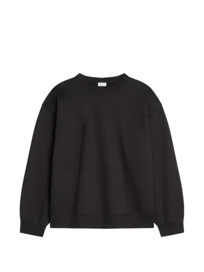 Dries Van Noten Cotton Oversized Crew Neck Long Sleeve Sweatshirt In Black