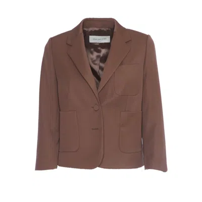 Dries Van Noten Oversized Cropped Blazer In Brown