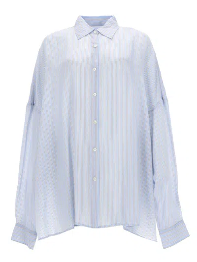 Dries Van Noten Oversized Cupro Shirt In Blue
