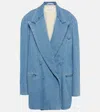 Dries Van Noten Womens Light Blue Padded-shoulder Peak-lapel Slim-fit Denim Blazer In Blue