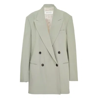 Dries Van Noten Oversized Double Breasted Blazer In Green