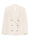 Dries Van Noten Oversized Double Breasted Blazer In Light Beige