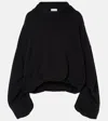 Dries Van Noten Oversized Draped Black Sweatshirt In Black