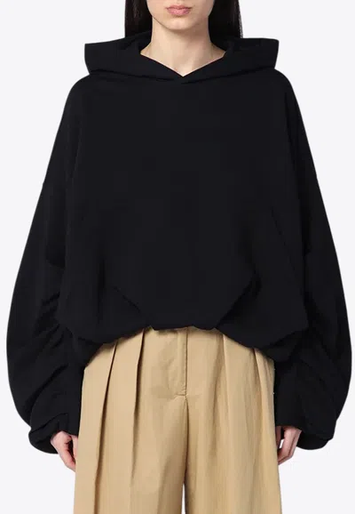 Dries Van Noten Oversized Draped Hooded Sweatshirt In Black