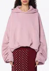 Dries Van Noten Oversized Draped Hooded Sweatshirt In Pink