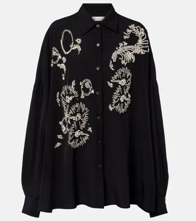 Dries Van Noten Womens Black Casia Jewel-embellished Woven Shirt Xs