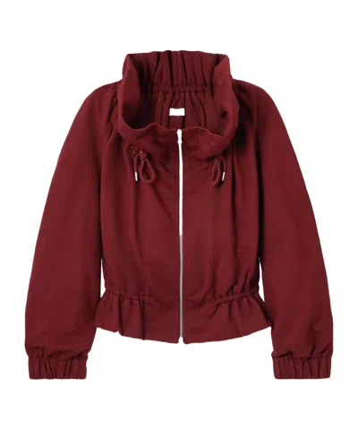 Dries Van Noten Oversized Gathered Cotton-jersey Zip-up Sweatshirt In Red