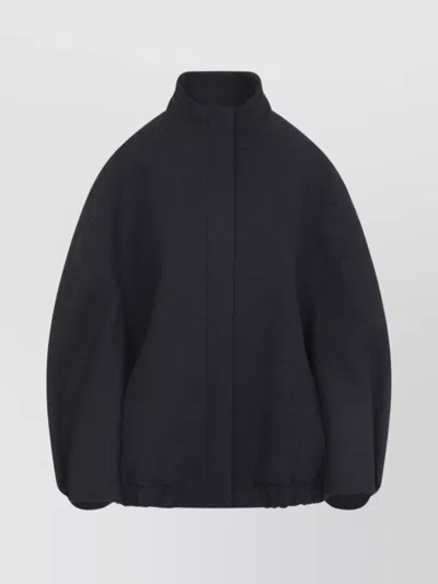 DRIES VAN NOTEN OVERSIZED HIGH COLLAR JACKET WITH ELASTIC HEM