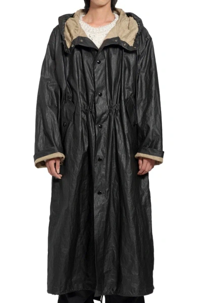 Dries Van Noten Oversized Hooded Coat In Black