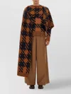 Dries Van Noten Oversized Houndstooth Wool Scarf With Draped Detail In Brown