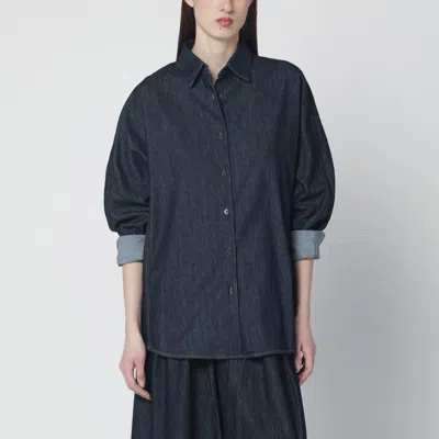 Dries Van Noten Oversized Denim Shirt Longline Rolled Cuffs Collar In Blue