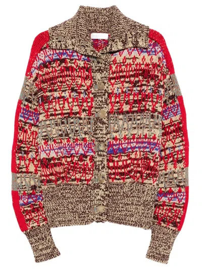 Dries Van Noten Oversized Jacquard Wool Cardigan In Multi