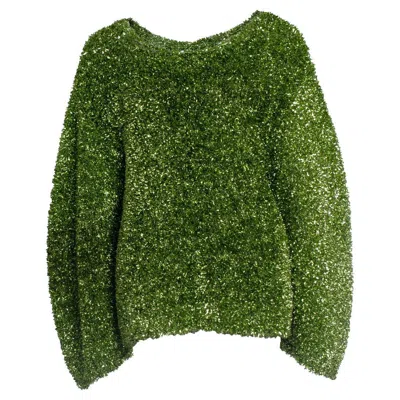 Pre-owned Dries Van Noten , Oversized Lame Green Sweater