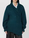 Dries Van Noten Oversized Mohair Blend Sweater With Shawl Collar In Multi