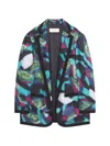 Dries Van Noten Oversized Moiré Blazer In Multi