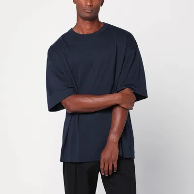 Dries Van Noten Oversized Navy Blue Cotton T-shirt In Green