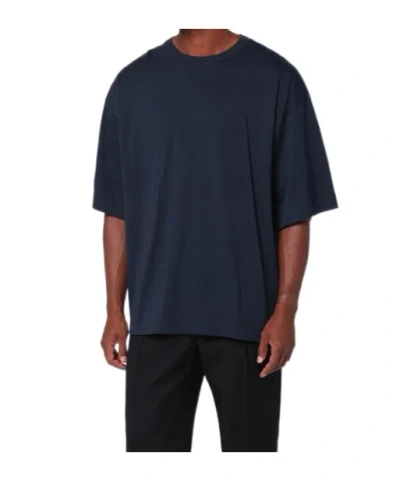 DRIES VAN NOTEN OVERSIZED NAVY BLUE COTTON T-SHIRT