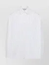 Dries Van Noten Pinstripe Button-down Shirt In Soft Viscose-cotton Blend In White