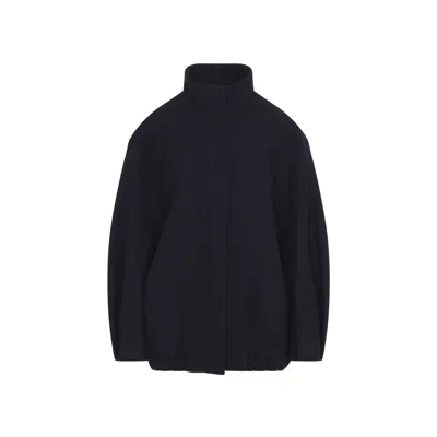 Dries Van Noten Oversized Pleated Jacket In Blue