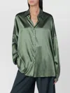 Dries Van Noten Oversized Silk Shirt In Khaki Color Women In Green